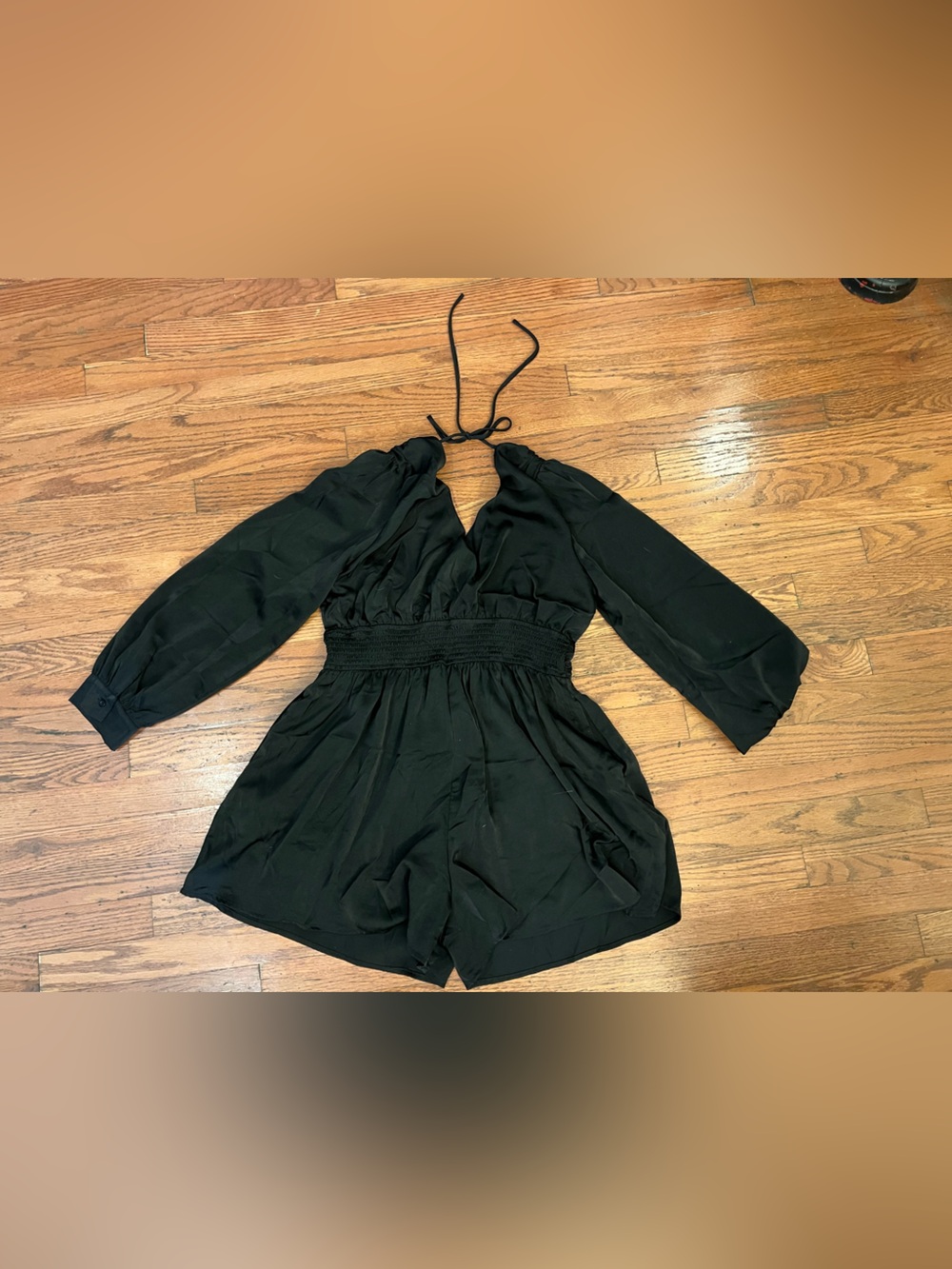 Mustard Seed Black Long Sleeve Romper Dress Boho Western Mini Size Large - Picture 4 of 6